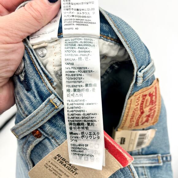 Levi's Womens Ribcage Straight Jeans 25x32 0 Blue Ringing Bells 79078-0017 NWT - Picture 16 of 16